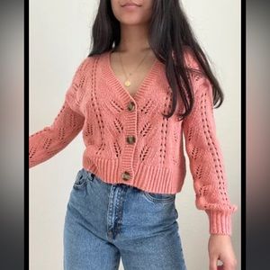 Pink cropped cardigan